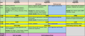 Table of program for the event